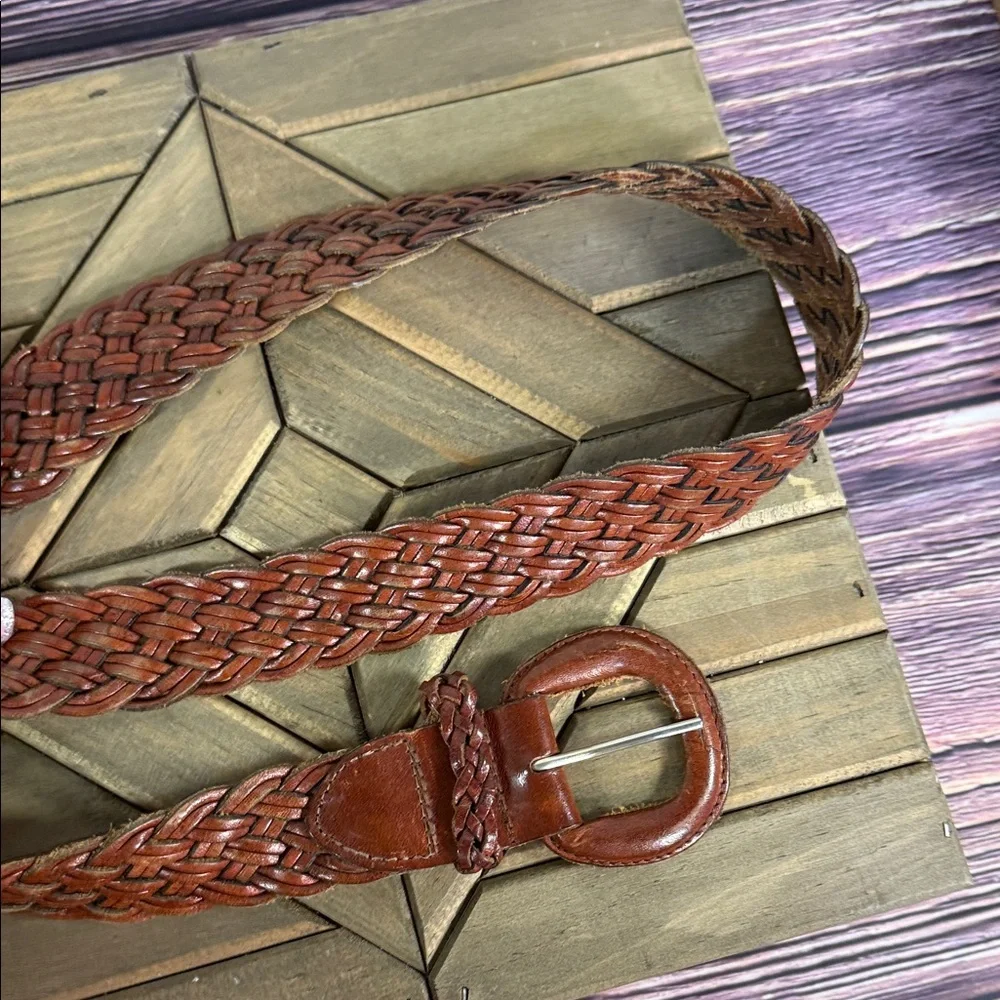 Fossil Woven Leather Belt -‎ Deep Brown